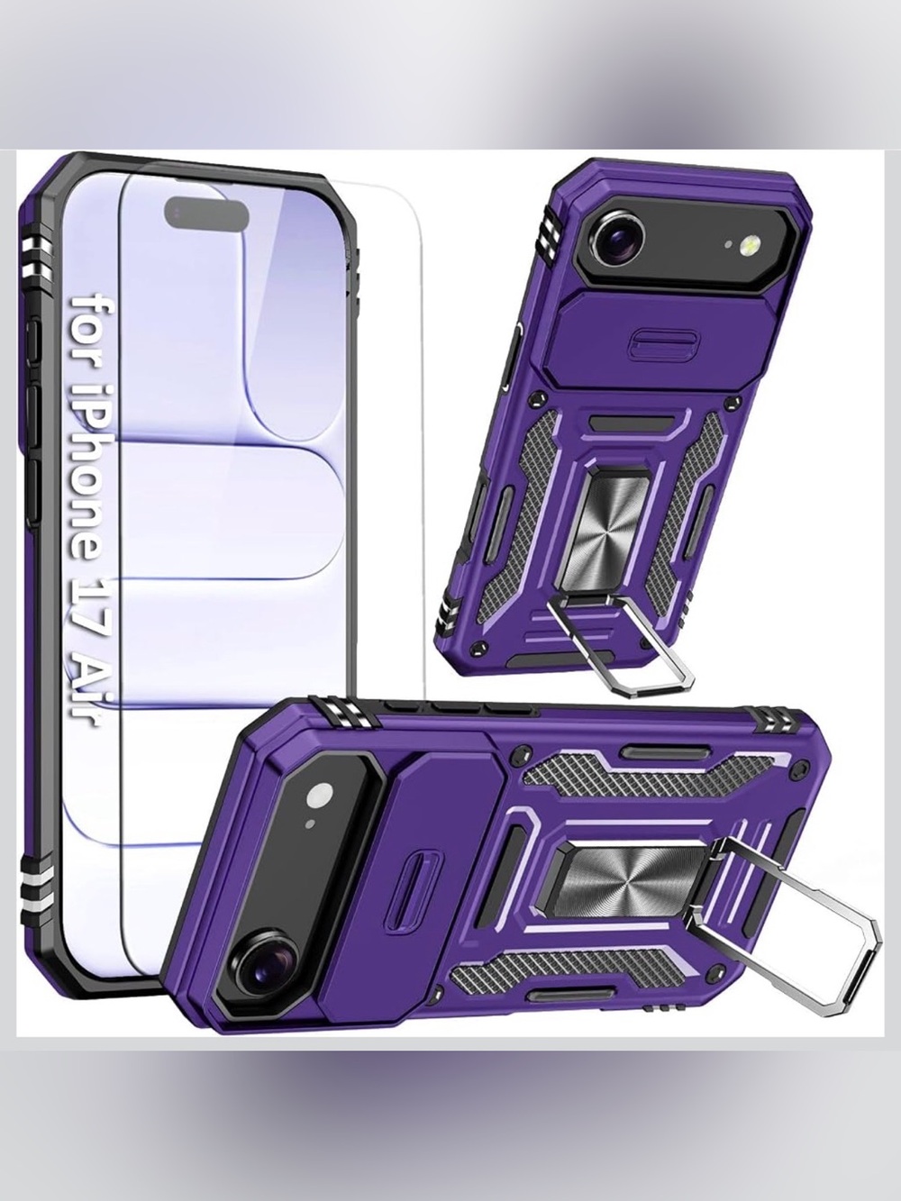 Brand-New iPhone 17 Air Rugged Case with Screen Protector – Purple